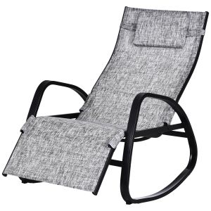 Cadeira de balanço do pátio metal, textilene cinza 90x64x110 cm