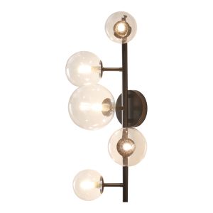 Candeeiro de parede makkor 5 luzes metal vidro 62x35x24cm preto [lux.pro]