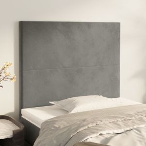 Cabeceira de cama 2 pcs veludo 90x5x78/88 cm cinzento-claro ptob4589