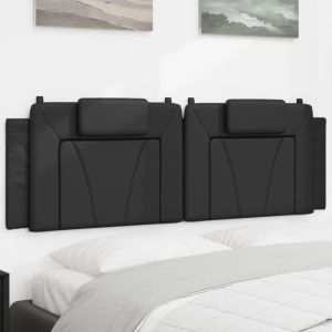Almofadão de cabeceira 160 cm couro artificial preto ptob9158