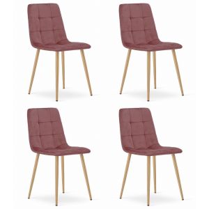 Valora cadeiras pyra veludo rosa pés madeira modernas x4