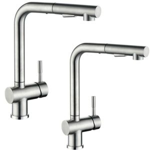 Misturador de cozinha extraível - escovado - inox - rotativo 360° - 2 tipos