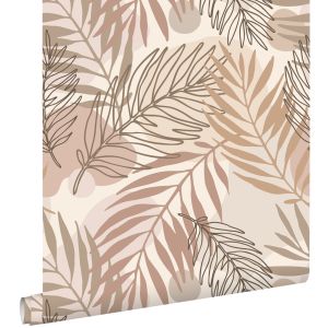 Estahome papel de parede folhas bege 50 x 900 cm