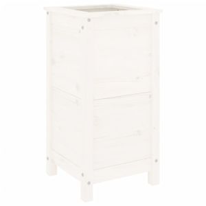 vidaXL jardinera madera maciza de pino blanco 40x40x78 cm
