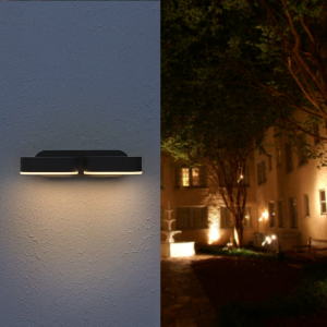 Candeeiro de parede LED duplo preto 12w ip54 orientável oval - - silamp