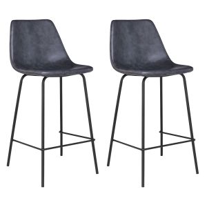 Conjunto de 2 bancos de bar lucien vintage, cinzento escuro