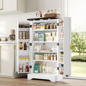 Armário de cozinha LED sensor prateleiras ajustáveis branco 120cm