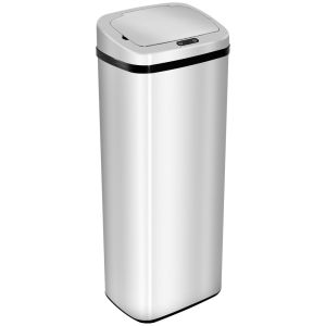Caixote de lixo 33x25x84 cm aço inoxidável e abs color gris Homcom
