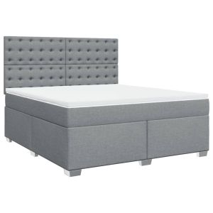 vidaXL cama box spring con colchón tela gris claro 180x200 cm
