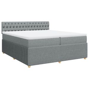 vidaXL cama box spring con colchón tela gris claro 200x200 cm