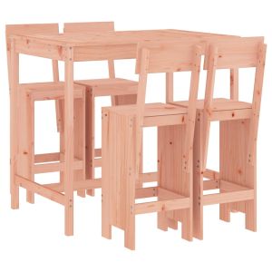 vidaXL mesa alta y taburetes de jardín 5 piezas madera maciza douglas