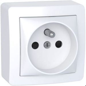 Tomadas de conexão rápida alrea com moldura saliente branca polar 2p+e com