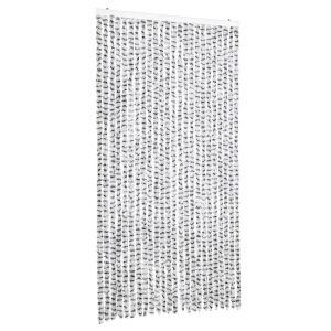 Cortina anti-insetos 100x200cm chenille cinzento claro e escuro