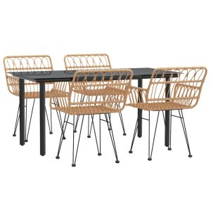 vidaXL juego de comedor de jardín 5 piezas ratán sintético