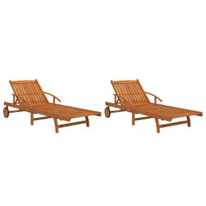 vidaXL tumbonas de madera maciza de acacia 2 unidades