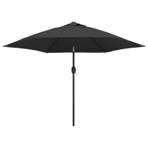 Guarda-sol exterior com luzes LED e poste aço 300 cm antracite wgo1631