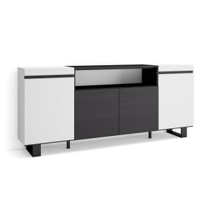 Aparador sala de jantar, 200x35x87cm, branco e preto rf2297