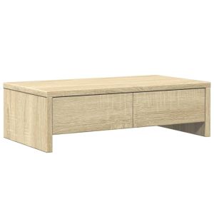 Suporte de monitor mesa móvel de escritório com gavetas sonoma em madeira d