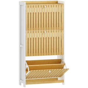 Sapateira 60x24x118 cm mdf e bambu bicolor Homcom