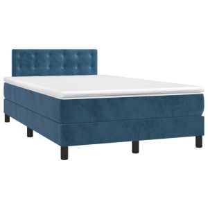 vidaXL cama box spring con colchón terciopelo azul oscuro 120x200 cm