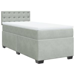 vidaXL cama box spring con colchón terciopelo gris claro 100x200 cm