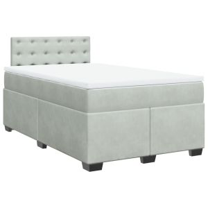 vidaXL cama box spring con colchón terciopelo gris claro 120x190 cm