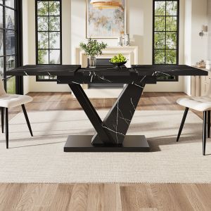 Mesa de jantar extensível preta em mdf 75x120x75cm