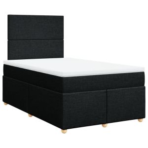 vidaXL cama box spring con colchón tela negro 120x200 cm