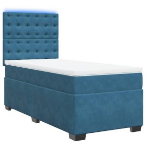 vidaXL cama box spring con colchón terciopelo azul oscuro 80x200 cm