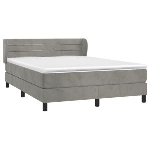 vidaXL cama box spring con colchón terciopelo gris claro 140x190 cm