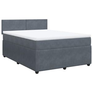 vidaXL cama box spring con colchón terciopelo gris oscuro 140x190 cm