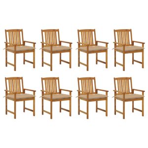 vidaXL sillas de jardín con cojines 8 uds madera maciza de acacia