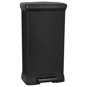 Curver - lixeira 50l, preta, com pedal, tampa e aro para saco.