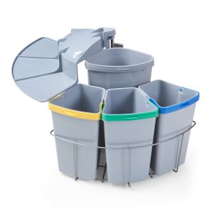 Caixote do lixo embutido giratório kollby plástico 3x 6 l + 1x 12 l cinza