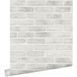 Estahome papel de parede parede de tijolo cinzento 53 cm x 10.05 m