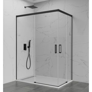 Divisória angular basic transparente preto 130x85 cm