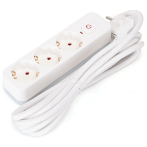 Aigostar régua 3 tomadas, extensão 3m com interruptor, branco