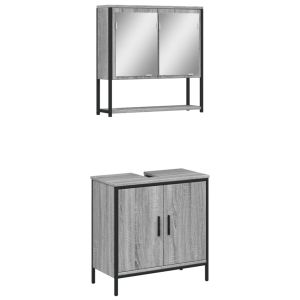 2 pcs conjunto móveis wc derivados de madeira sonoma cinza