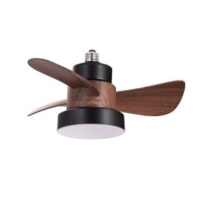 Ventilador LED 15w E27 parafuso debu preto+madeira cct dim