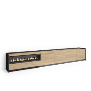 Móvel de tv, 310x37x50cm, lareira eléctrica, LED rf4868