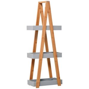 Estante casa de banho 30x18x81 cm bambú e mdf bicolor kleankin