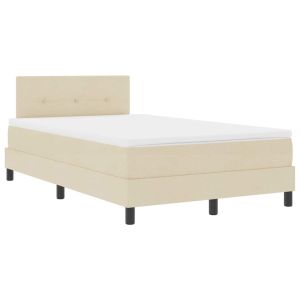 vidaXL cama box spring con colchón con colchón crema 120 x 190 cm tela