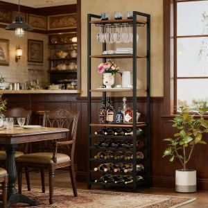 Estante para vinho industrial com suporte para copos multicor 180x45x35cm
