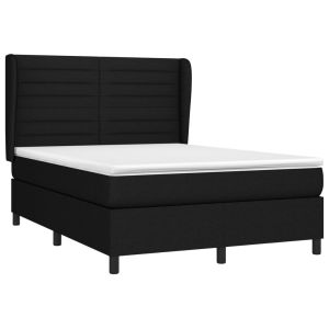 vidaXL cama box spring con colchón tela negro 140x200 cm