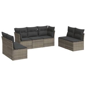 vidaXL set de sofás de jardín 7 piezas con cojines ratán pe gris