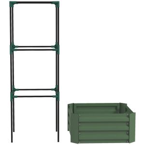 Floreira com treliça 61x61x140 cm aço, aço galvanizado color verde Outsunny