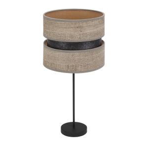 Candeeiro de mesa alto colet 1xE27 preto/cinzento madeira 61x30x30 cm