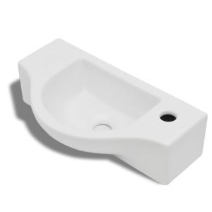 Lavatório cerâmica redondo com furo para torneira, branco