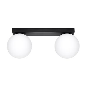 Lámpara de techo yoli 2 negro acero/vidrio 34.5x14.5x12cm