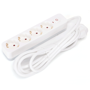 Aigostar régua 4 tomadas, extensão 3m com interruptor, branco